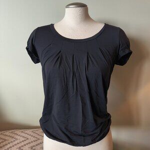 Women's Short Sleeve shirt, pleated scoop neck loose fit T-shirt